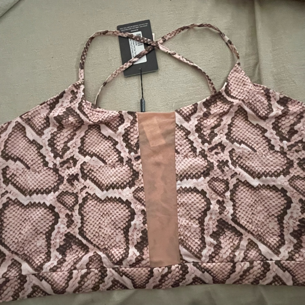 NWT PLT Snakeskin Crop Top / Active Top